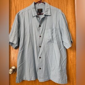 Woolrich Blue Checkered Short Sleeve button down Shirt